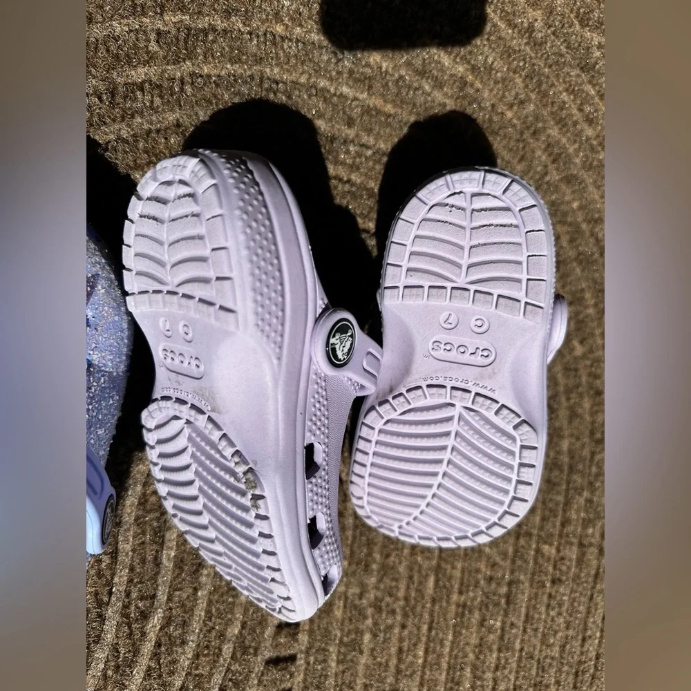 CROCS Bundle: 2 Kid Clog Waterproof Play Shoe Slip-On Light Purple C7 C8